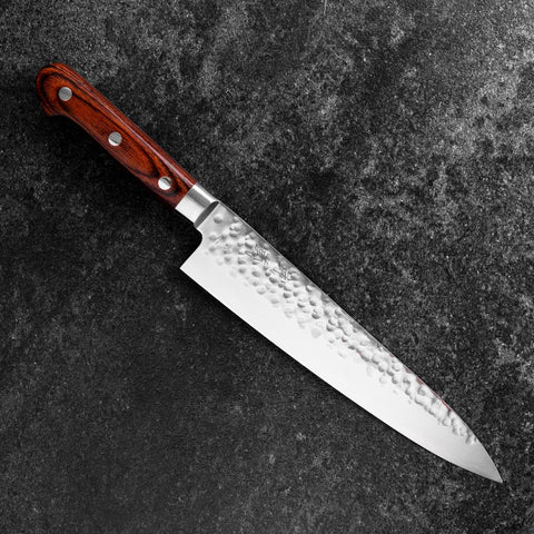 Gyuto AUS-8 Tsuchime Manche Occidental en Acajou 210mm-[Musashi]-[Couteaux de cuisine japonais]