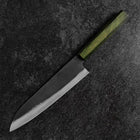 Gyuto Blue Steel #1 Kurouchi Inox Manche Urushi Vert 210mm-[Musashi]-[Couteaux de cuisine japonais]