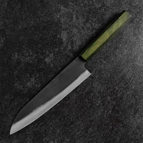 Gyuto Blue Steel #1 Kurouchi Inox Manche Urushi Vert 210mm-[Musashi]-[Couteaux de cuisine japonais]