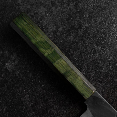 Gyuto Blue Steel #1 Kurouchi Inox Manche Urushi Vert 210mm-[Musashi]-[Couteaux de cuisine japonais]