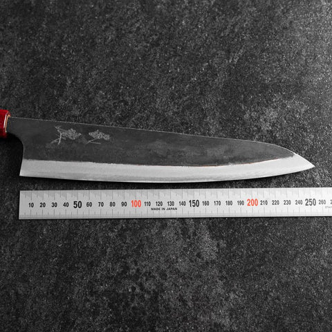 Gyuto Blue Steel #1 Kurouchi Manche Noyer Rouge 240mm-[Musashi]-[Couteaux de cuisine japonais]