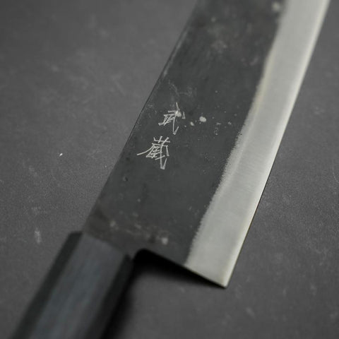 Gyuto Blue Steel #1 Kurouchi Manche Urushi Bleu Sombre 240mm-[Musashi]-[Couteaux de cuisine japonais]