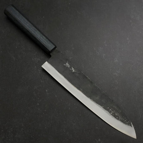 Gyuto Blue Steel #1 Kurouchi Manche Urushi Bleu Sombre 240mm-[Musashi]-[Couteaux de cuisine japonais]