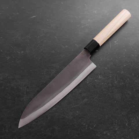 Gyuto Blue Steel #1 Kurouchi Revêtement Inox Manche en Buffle et Magnolia 210mm-[Musashi]-[Couteaux de cuisine japonais]