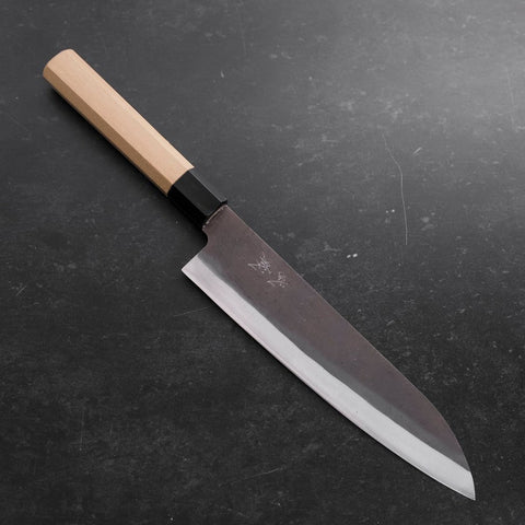 Gyuto Blue Steel #1 Kurouchi Revêtement Inox Manche en Buffle et Magnolia 210mm-[Musashi]-[Couteaux de cuisine japonais]