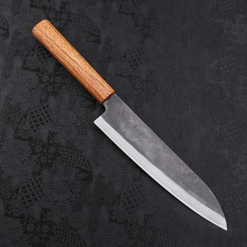 Gyuto Blue Steel #1 Kurouchi Revêtement Inox Manche en Chêne 210mm-[Musashi]-[Couteaux de cuisine japonais]