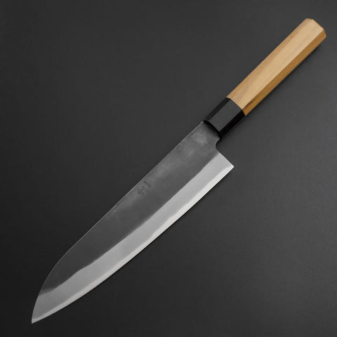 Gyuto Blue Steel #1 Kurouchi Revêtement inox Manche en Noyer 210mm-[Musashi]-[Couteaux de cuisine japonais]