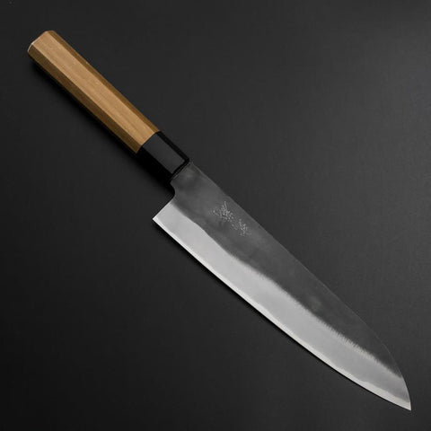 Gyuto Blue Steel #1 Kurouchi Revêtement inox Manche en Noyer 210mm-[Musashi]-[Couteaux de cuisine japonais]