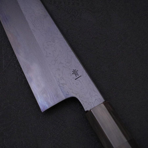 Gyuto Blue Steel #1 Kurozome Damas Manche Buffle et Ébène 210mm-[Musashi]-[Couteaux de cuisine japonais]