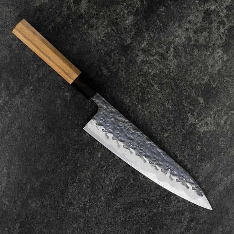 Gyuto Blue Steel #1 Nashiji Manche en Buffle et Noyer 210mm-[Musashi]-[Couteaux de cuisine japonais]