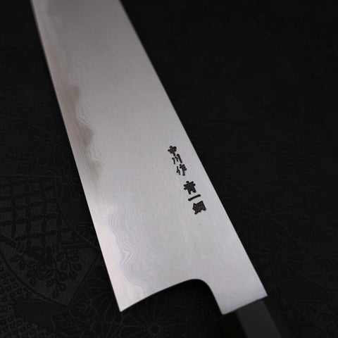 Gyuto Blue Steel #1 Suminagashi Manche Buffle et Ébène 240mm-[Musashi]-[Couteaux de cuisine japonais]