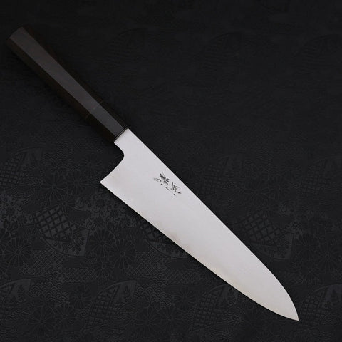 Gyuto Blue Steel #1 Suminagashi Manche Buffle et Ébène 240mm-[Musashi]-[Couteaux de cuisine japonais]