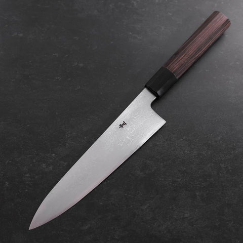 Gyuto Blue Steel #1 Suminagashi Manche en Buffle et Ébène 180mm-[Musashi]-[Couteaux de cuisine japonais]