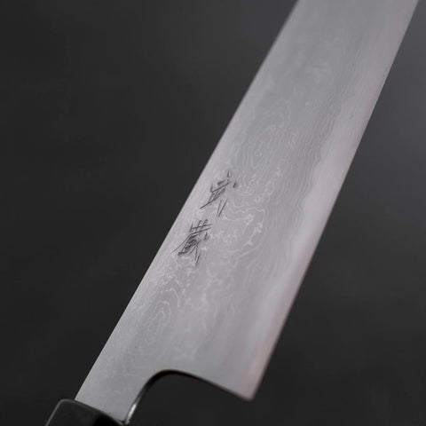 Gyuto Blue Steel #1 Suminagashi Manche en Buffle et Ébène 180mm-[Musashi]-[Couteaux de cuisine japonais]