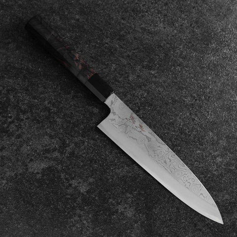 Gyuto Blue Steel #1 Suminagashi Manche en Buffle et Ébène 200mm-[Musashi]-[Couteaux de cuisine japonais]