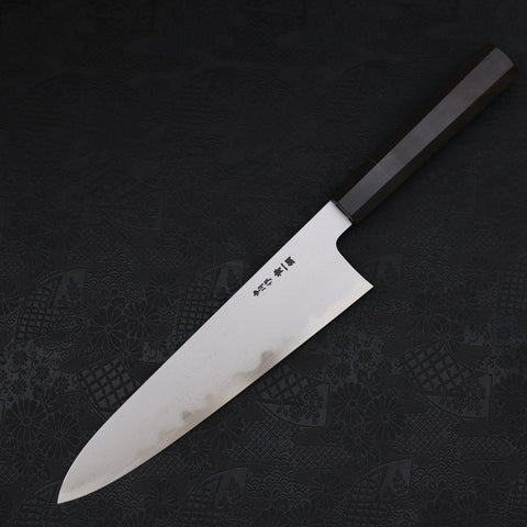 Gyuto Blue Steel #1 Suminagashi Manche en Buffle et Ébène 240mm-[Musashi]-[Couteaux de cuisine japonais]