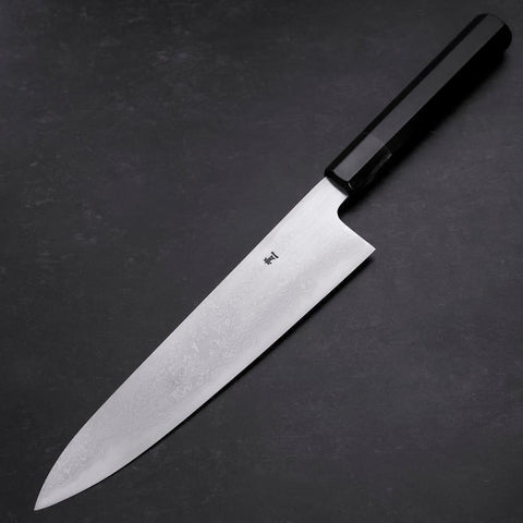 Gyuto Blue Steel #1 Suminagashi Manche en Buffle et Ébène 240mm-[Musashi]-[Couteaux de cuisine japonais]