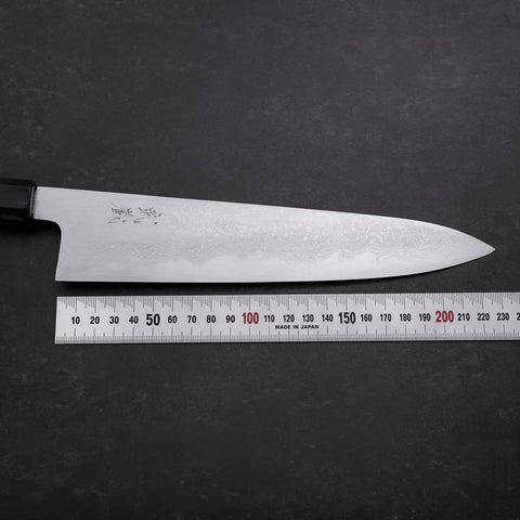 Gyuto Blue Steel #1 Suminagashi Manche en Buffle et Ébène 240mm-[Musashi]-[Couteaux de cuisine japonais]