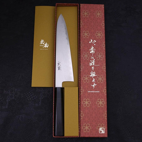 Gyuto Blue Steel #1 Suminagashi Manche en Buffle et Ébène 240mm-[Musashi]-[Couteaux de cuisine japonais]