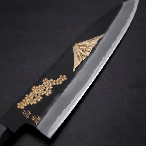 Gyuto Blue Steel #2 Chokin Kurouchi Dragon Manche en Buffle et Ébène 240mm-[Musashi]-[Couteaux de cuisine japonais]