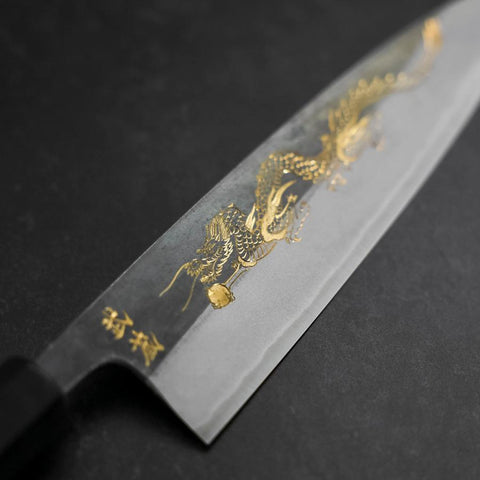Gyuto Blue Steel #2 Kurouchi Chokin Dragon Manche en Buffle et Ébène 210mm - En Magasin Seulement-[Musashi]-[Couteaux de cuisine japonais]