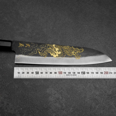 Gyuto Blue Steel #2 Kurouchi Chokin Dragon Manche en Buffle et Ébène 210mm-[Musashi]-[Couteaux de cuisine japonais]