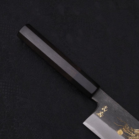 Gyuto Blue Steel #2 Kurouchi Chokin Dragon Manche en Buffle et Ébène 240mm-[Musashi]-[Couteaux de cuisine japonais]