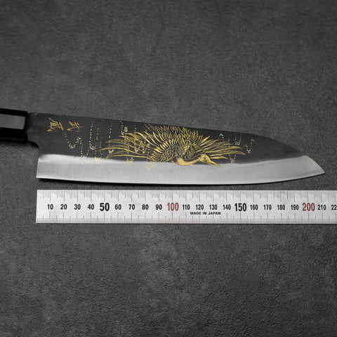 Gyuto Blue Steel #2 Kurouchi Chokin Grue Manche en Buffle et Ébène 210mm-[Musashi]-[Couteaux de cuisine japonais]