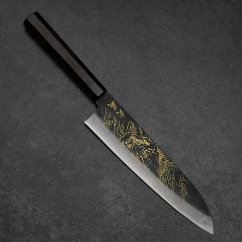 Gyuto Blue Steel #2 Kurouchi Chokin Hannya Manche en Buffle et Ébène 210mm-[Musashi]-[Couteaux de cuisine japonais]
