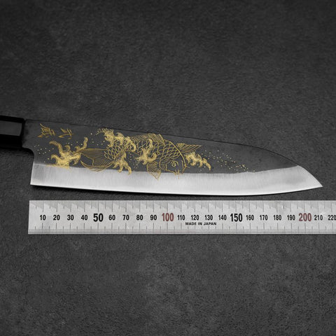 Gyuto Blue Steel #2 Kurouchi Chokin Koi Manche en Buffle et Ébène 210mm-[Musashi]-[Couteaux de cuisine japonais]