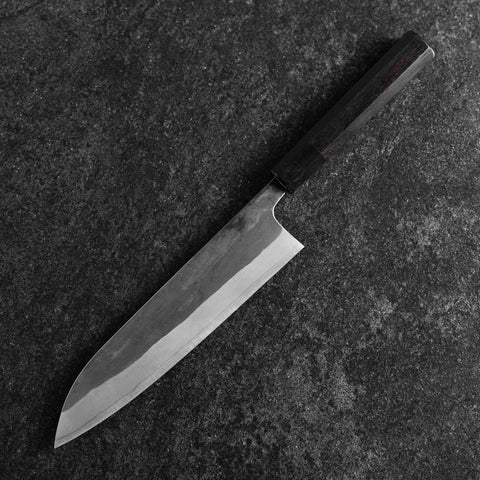 Gyuto Blue Steel #2 Kurouchi Chokin Samourai Nouvelle Lune Manche en Buffle et Ébène 210mm (Asamura)-[Musashi]-[Couteaux de cuisine japonais]