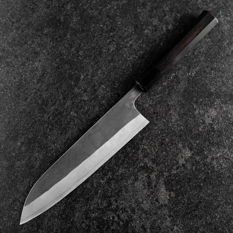Gyuto Blue Steel #2 Kurouchi Chokin Samourai Pleine Lune Manche en Buffle et Ébène 210mm (Asamura)-[Musashi]-[Couteaux de cuisine japonais]