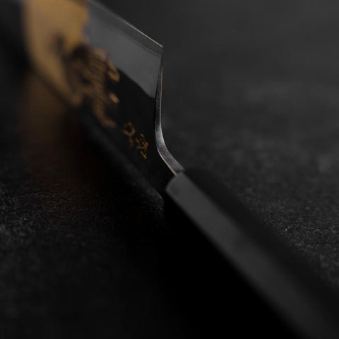 Gyuto Blue Steel #2 Kurouchi Chokin Samourai Pleine Lune Manche en Buffle et Ébène 210mm (Asamura)-[Musashi]-[Couteaux de cuisine japonais]