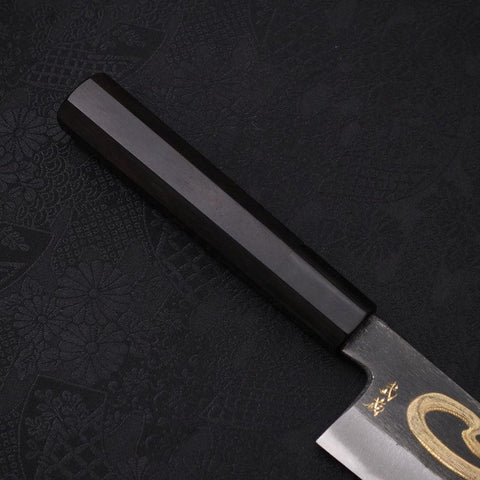 Gyuto Blue Steel #2 Kurouchi Chokin Serpent-Sakura Manche en Buffle et Ébène 210mm-[Musashi]-[Couteaux de cuisine japonais]