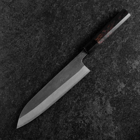 Gyuto Blue Steel #2 Kurouchi Chokin Ukiyo-E Manche en Buffle et Ébène 210mm (Asamura)-[Musashi]-[Couteaux de cuisine japonais]