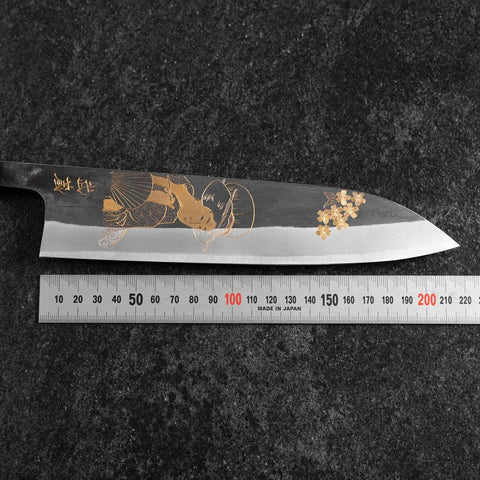 Gyuto Blue Steel #2 Kurouchi Chokin Ukiyo-E Manche en Buffle et Ébène 210mm (Asamura)-[Musashi]-[Couteaux de cuisine japonais]