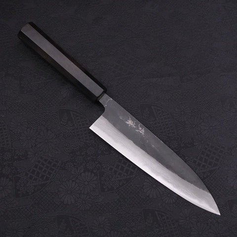 Gyuto Blue Steel #2 Kurouchi Damas Manche en Buffle et Ébène 180mm-[Musashi]-[Couteaux de cuisine japonais]