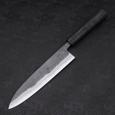 Gyuto Blue Steel #2 Kurouchi Manche Ishime Urushi Noir 210m-[Musashi]-[Couteaux de cuisine japonais]