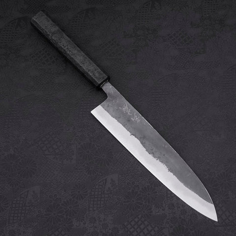 Gyuto Blue Steel #2 Kurouchi Manche Ishime Urushi Noir 210m-[Musashi]-[Couteaux de cuisine japonais]