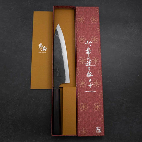 Gyuto Blue Steel #2 Kurouchi Manche en Ébène 210mm-[Musashi]-[Couteaux de cuisine japonais]