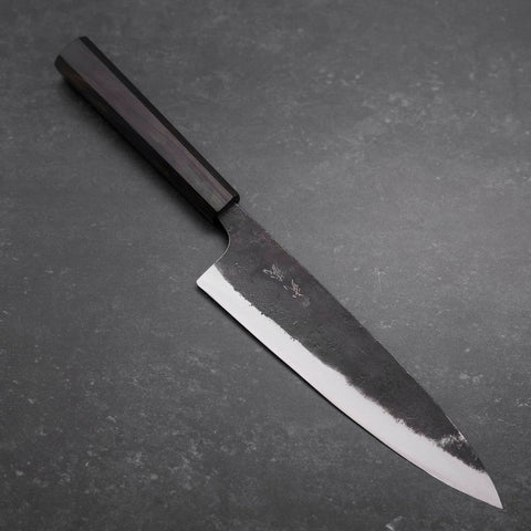 Gyuto Blue Steel #2 Kurouchi Manche en Ébène 210mm-[Musashi]-[Couteaux de cuisine japonais]