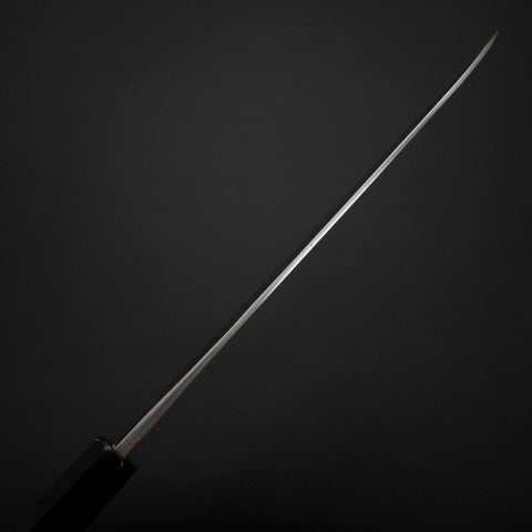 Gyuto Blue Steel #2 Kurouchi Revêtement Inox Chokin Sakura-Fuji Manche en Buffle et Ébène 210mm-[Musashi]-[Couteaux de cuisine japonais]