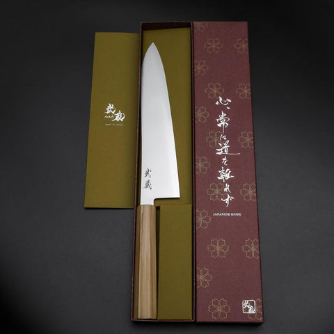 Gyuto Blue Steel #2 Poli Manche en Olivier 240mm-[Musashi]-[Couteaux de cuisine japonais]