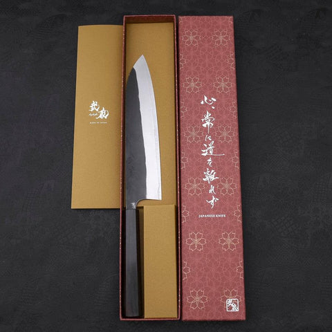 Gyuto Blue Steel #2 Revêtement Inox Kurouchi Manche en Ébène 210mm-[Musashi]-[Couteaux de cuisine japonais]