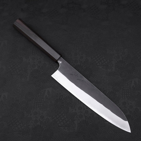 Gyuto Blue Steel #2 Revêtement Inox Kurouchi Manche en Ébène 210mm-[Musashi]-[Couteaux de cuisine japonais]