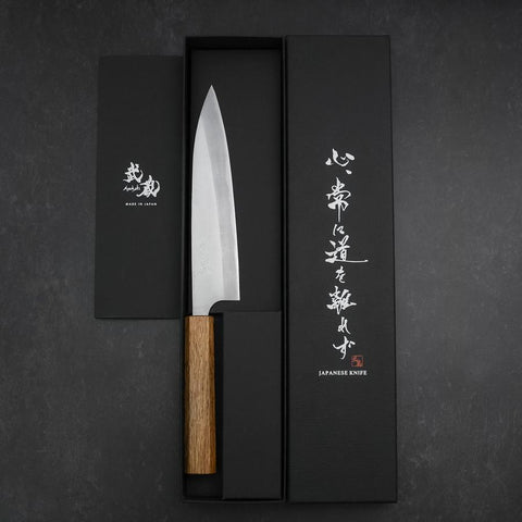 Gyuto Blue Steel #2 Revêtement Inox Poli Manche en Chêne 165mm-[Musashi]-[Couteaux de cuisine japonais]