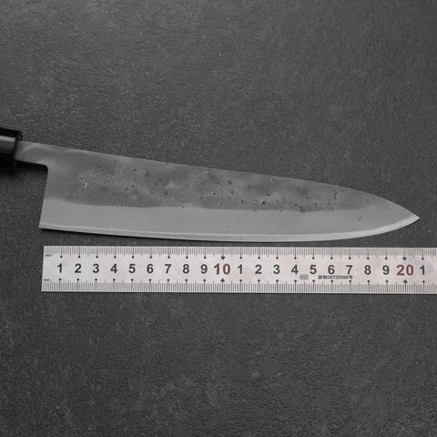 Gyuto Blue Steel #2 Revêtement inox Nashiji Manche en Bois d’if 210mm-[Musashi]-[Couteaux de cuisine japonais]