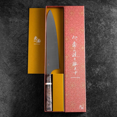 Gyuto Blue Super Poli Manche en Érable 240mm-[Musashi]-[Couteaux de cuisine japonais]