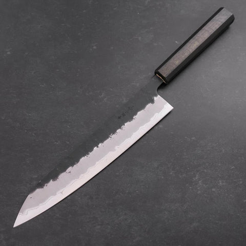 Gyuto Blue Super Revêtement Inox Kurouchi Nashiji Manche Urushi Vert 240mm-[Musashi]-[Couteaux de cuisine japonais]