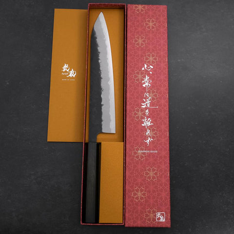 Gyuto Blue Super Revêtement Inox Kurouchi Nashiji Manche Urushi Vert 240mm-[Musashi]-[Couteaux de cuisine japonais]